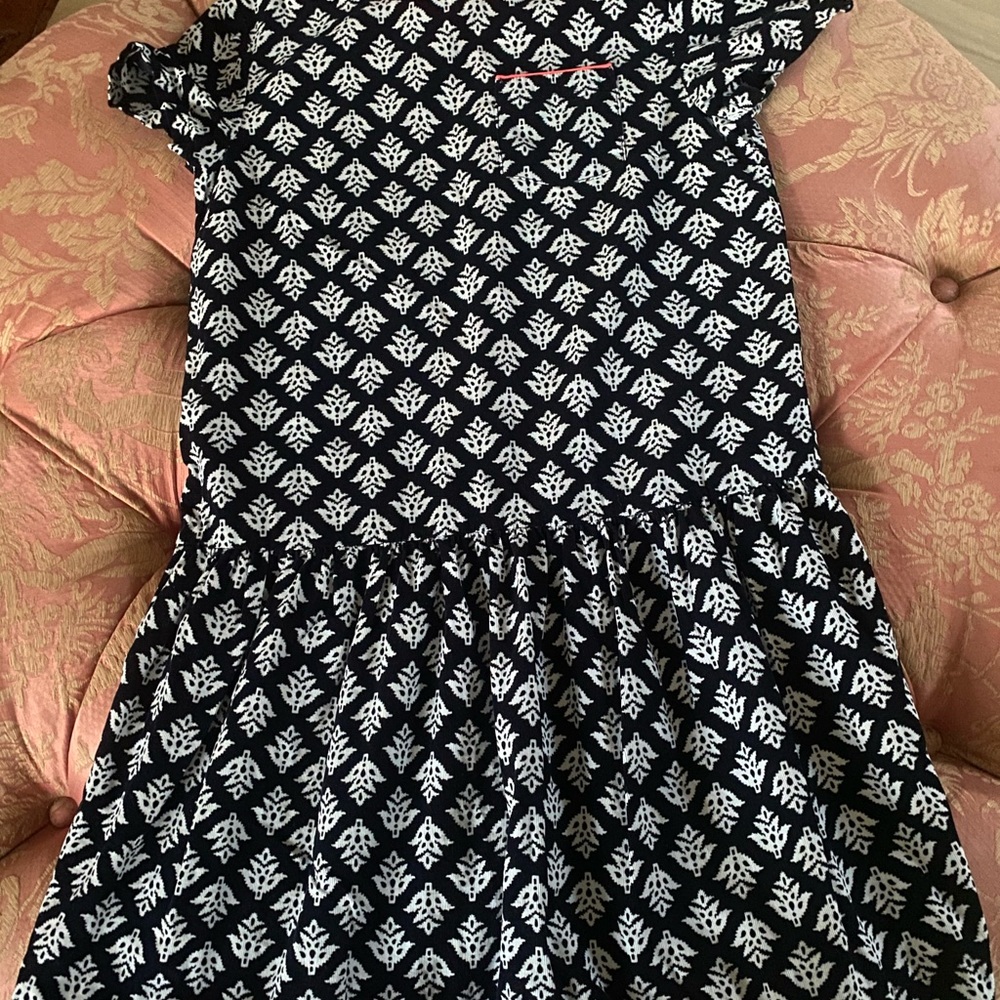 CrewCuts Black Leaf Print Dress Hot Pink Details